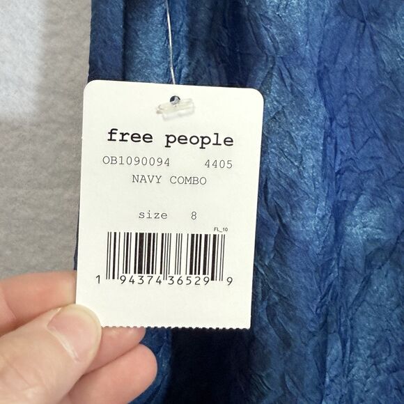 NEW Free People Martine Flirt Tie Dye Mini Skirt Blue Side Zip Slit Size 8 Boho - Picture 3 of 11